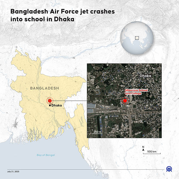 Training Jet Crashes Into Dhaka School, Killing 25 and Injuring 171